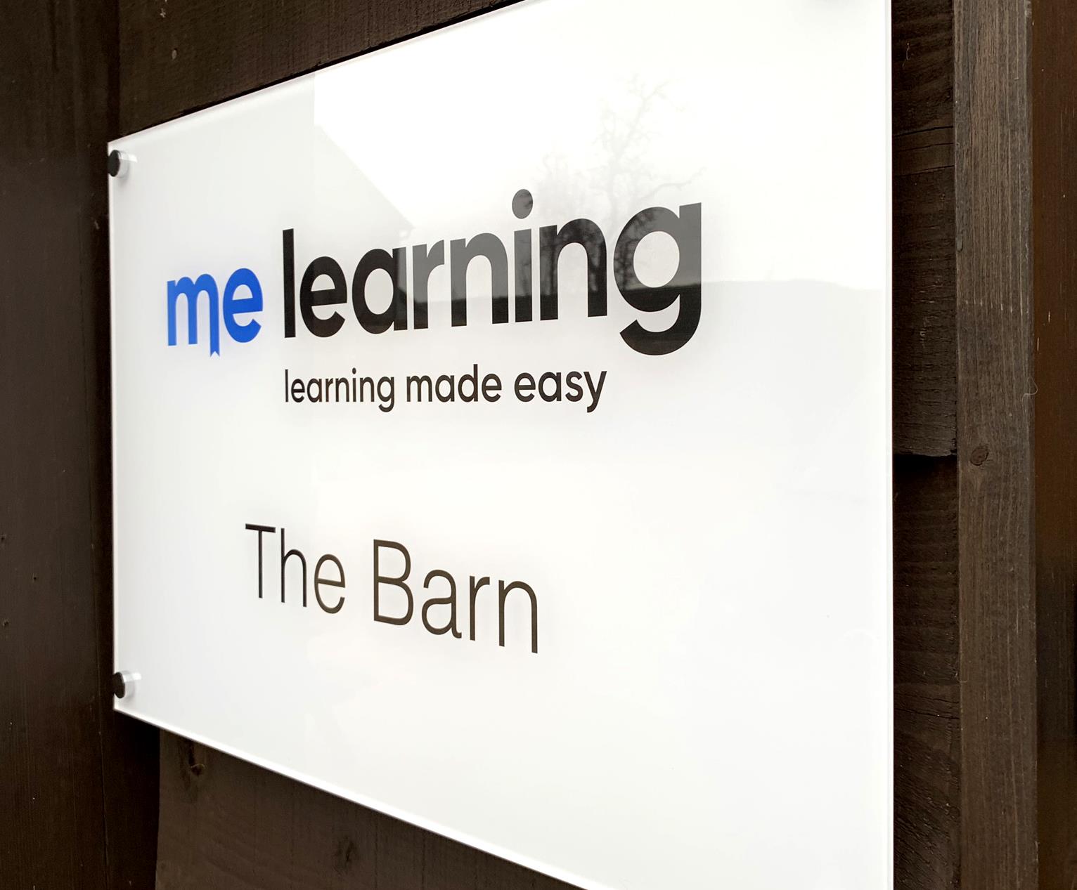 External Entrance Glass Panel Sign for Me Learning at Buckinghamshire Office