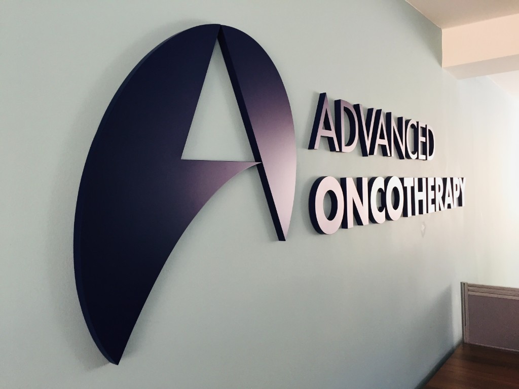 Advanced Oncotherapy halo-lit reception lettering