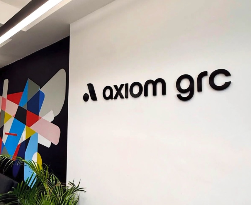 Axiom GRC matte black 3D lettering in a Central London office