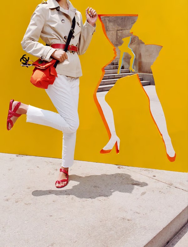 Yellow silhouette cutout display for a fashion and event shoot