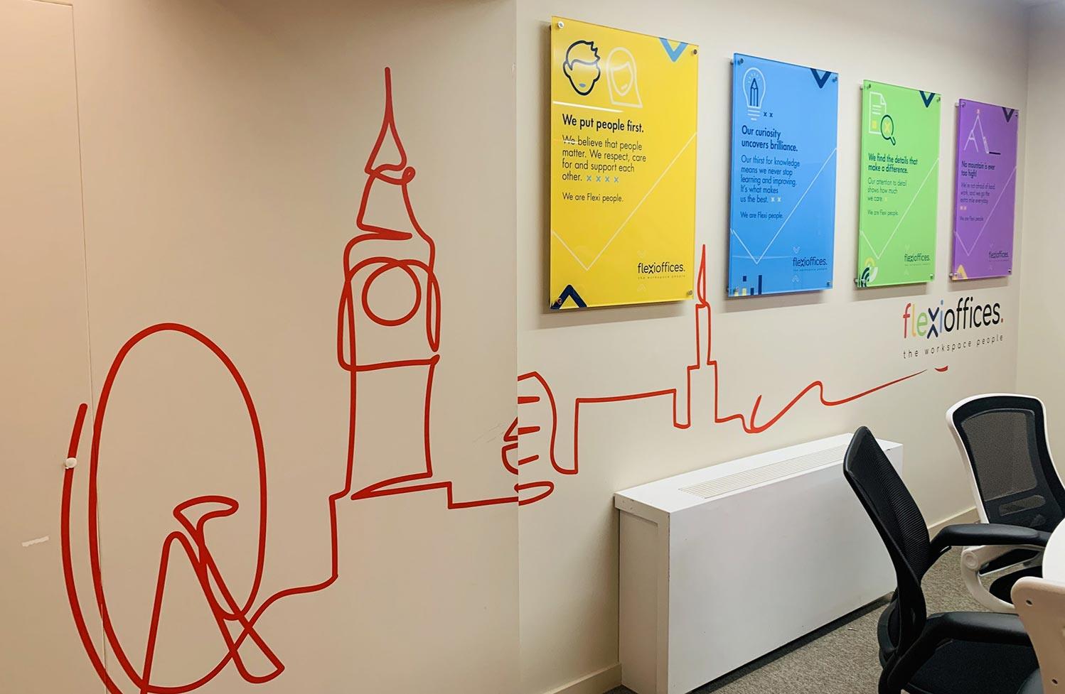 Multi-site office graphics and brand rollout
