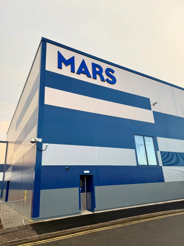 MARS dimensional lettering on a commercial building facade