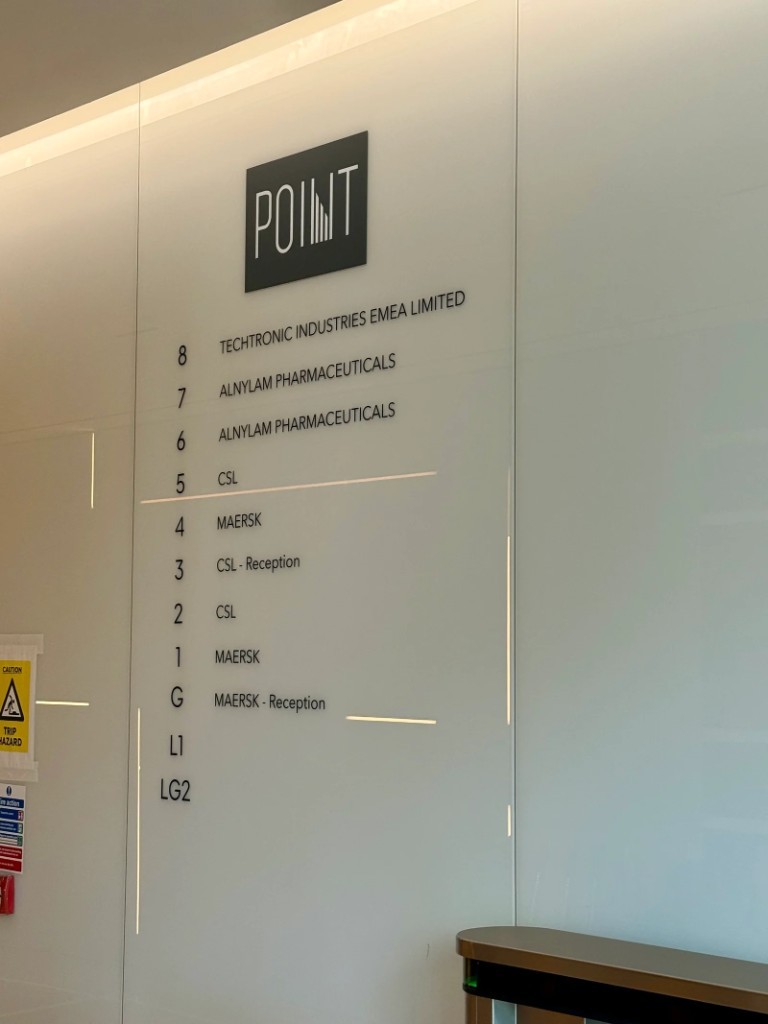 POINT commercial lobby directory listing floors and tenants