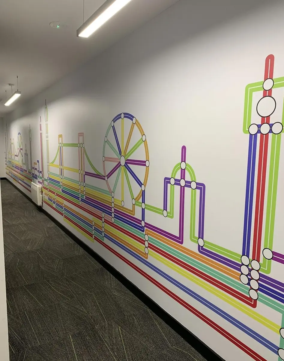 Branded wall feature suitable for a business entrance