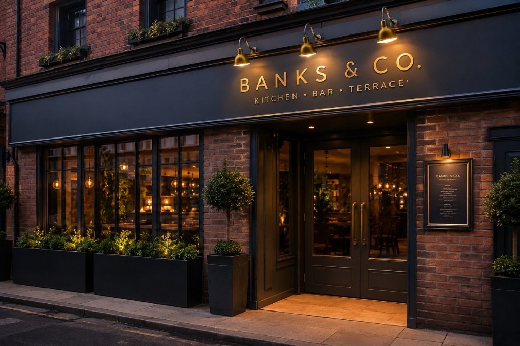 Restaurant and bar fascia signage