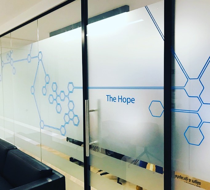 Window graphics in London.
