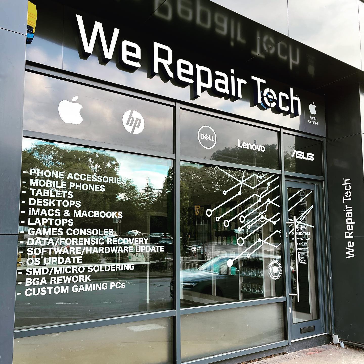 Window graphics in Sunningdale.