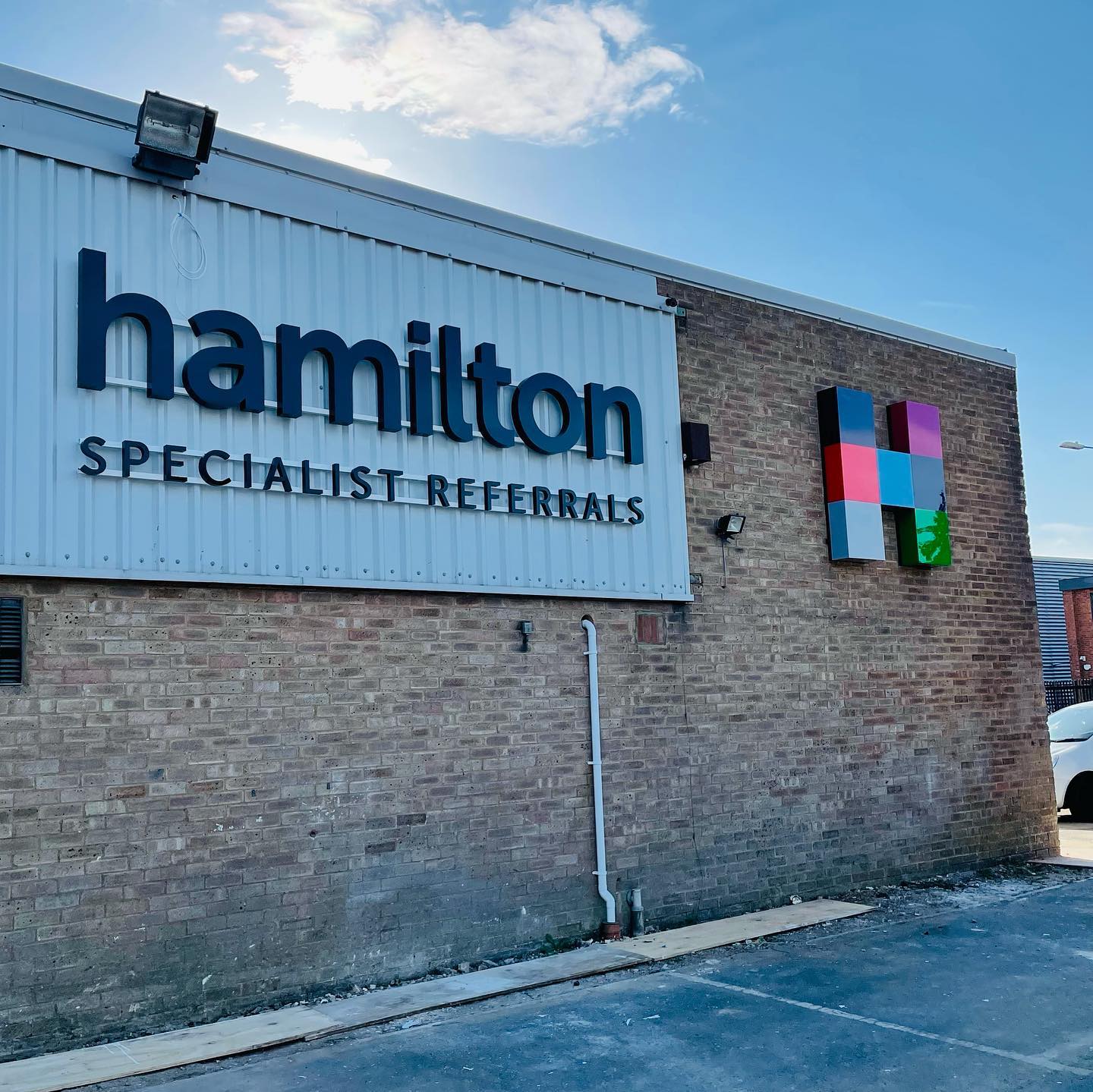 Exterior signage in High Wycombe.