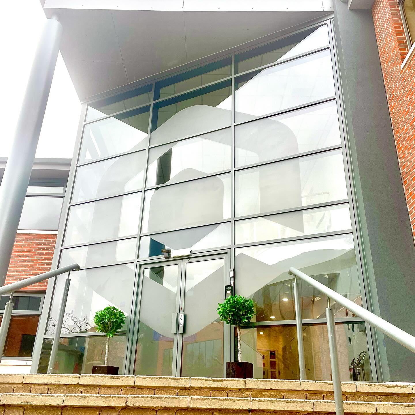 Window graphics in Staines-upon-Thames.