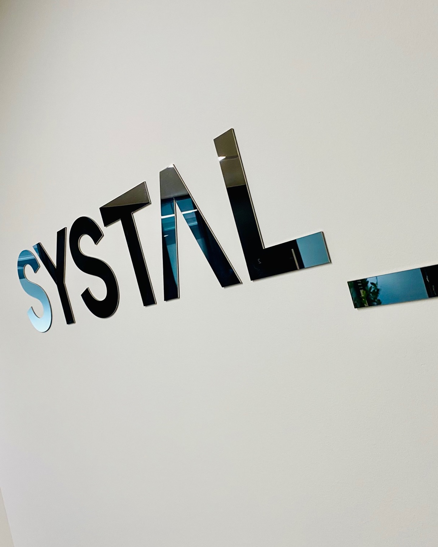 Striking Reception Signage: Mirrored Stainless Steel Logo Installation